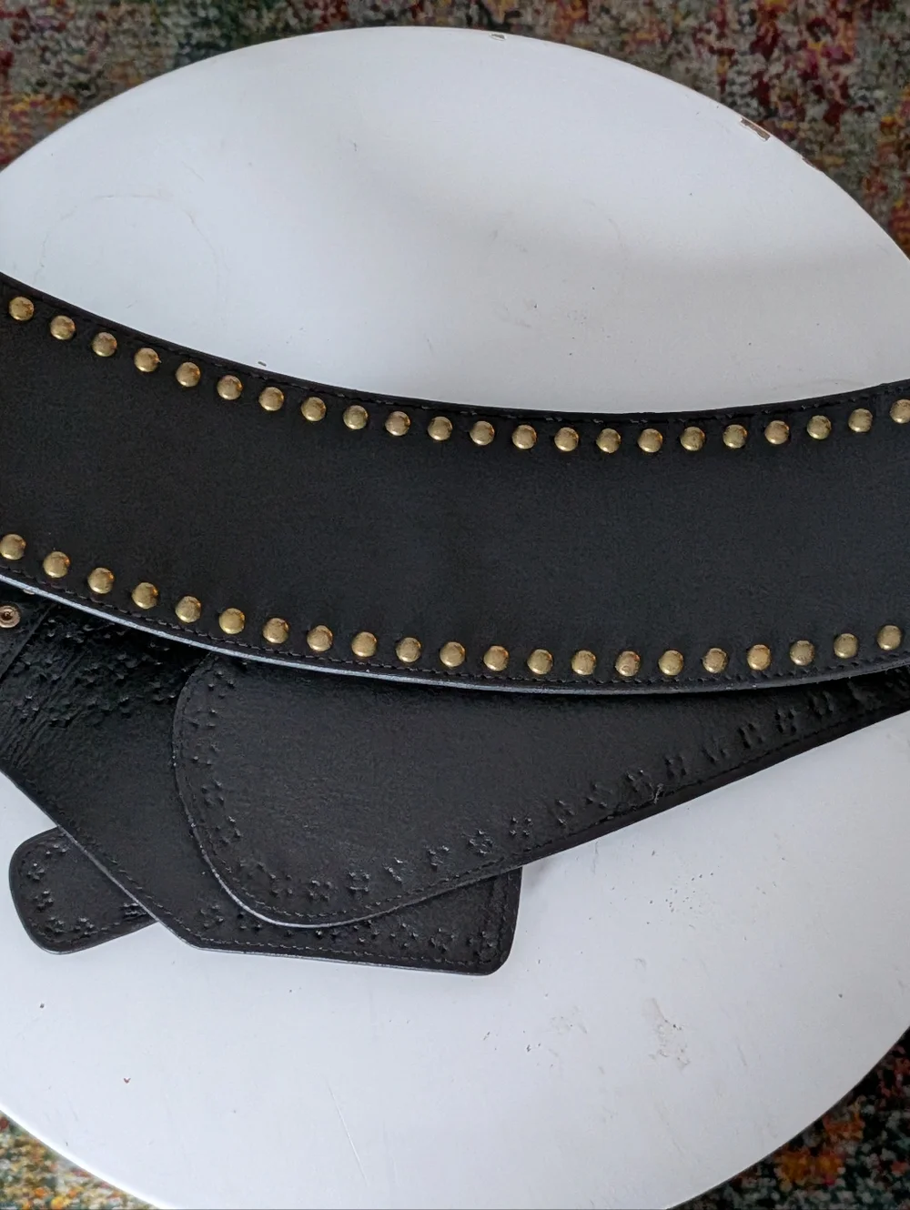 Wide Black Studded Corset Belt Boho Western Statement Leather Waist Belt